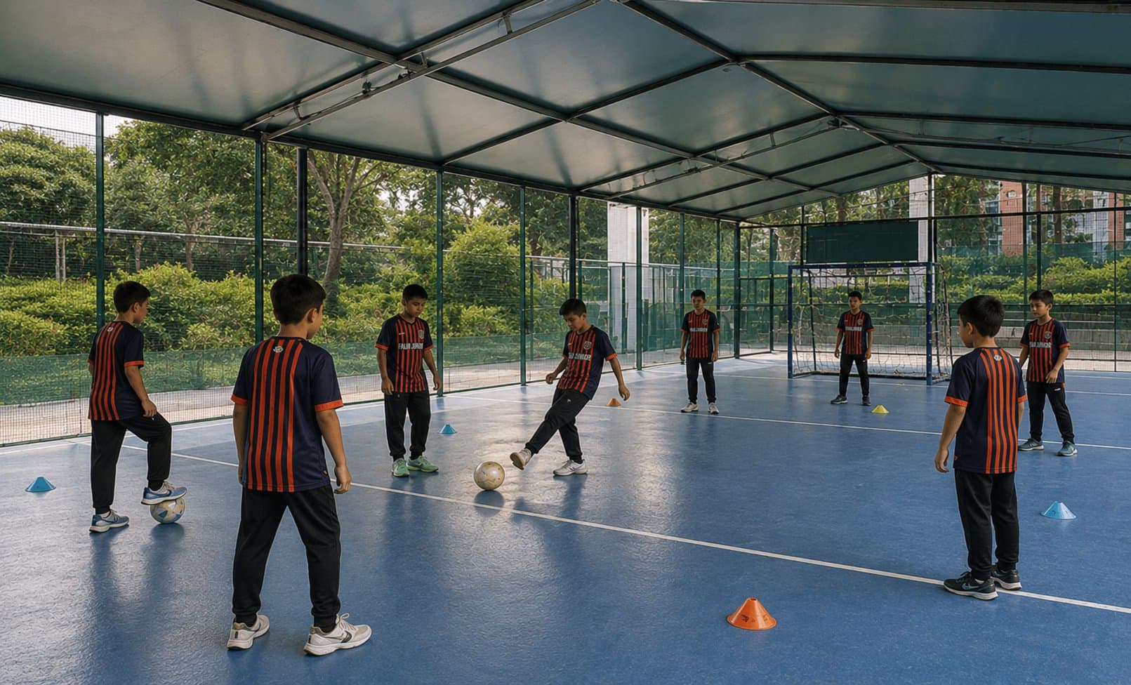 Falih Junior students in after-school futsal training